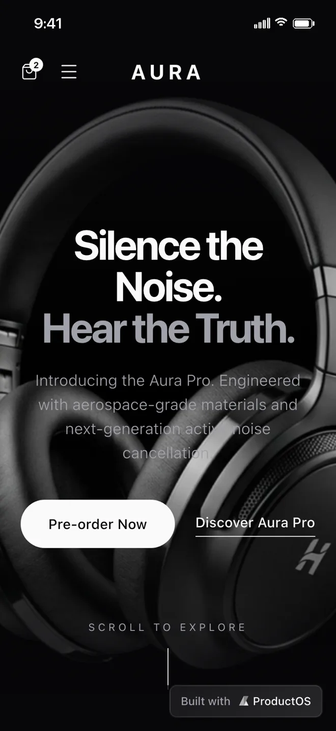 Aura, a ProductOS showcase project viewed on mobile