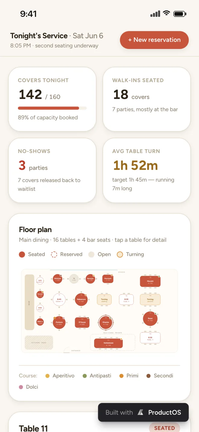 Reserva, a ProductOS showcase project viewed on mobile