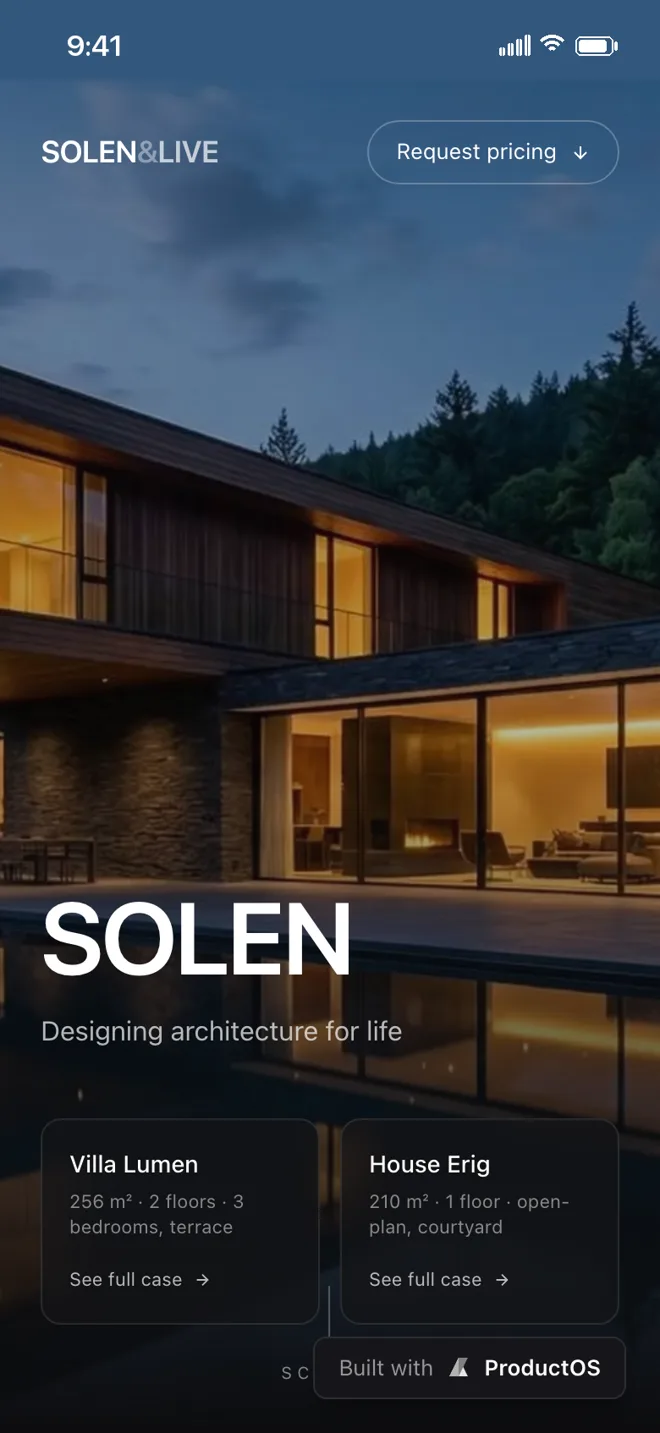 Solen, a ProductOS showcase project viewed on mobile